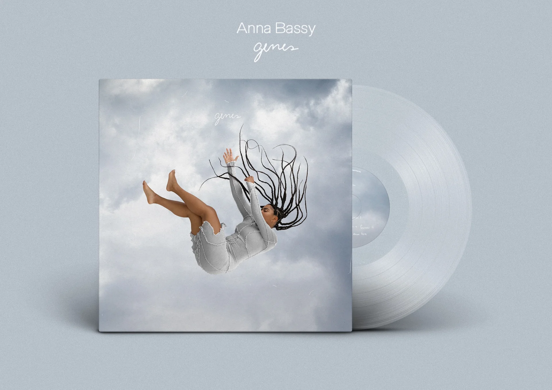 Genesi di Anna Bassy: fronte della copertina e vinile trasparente