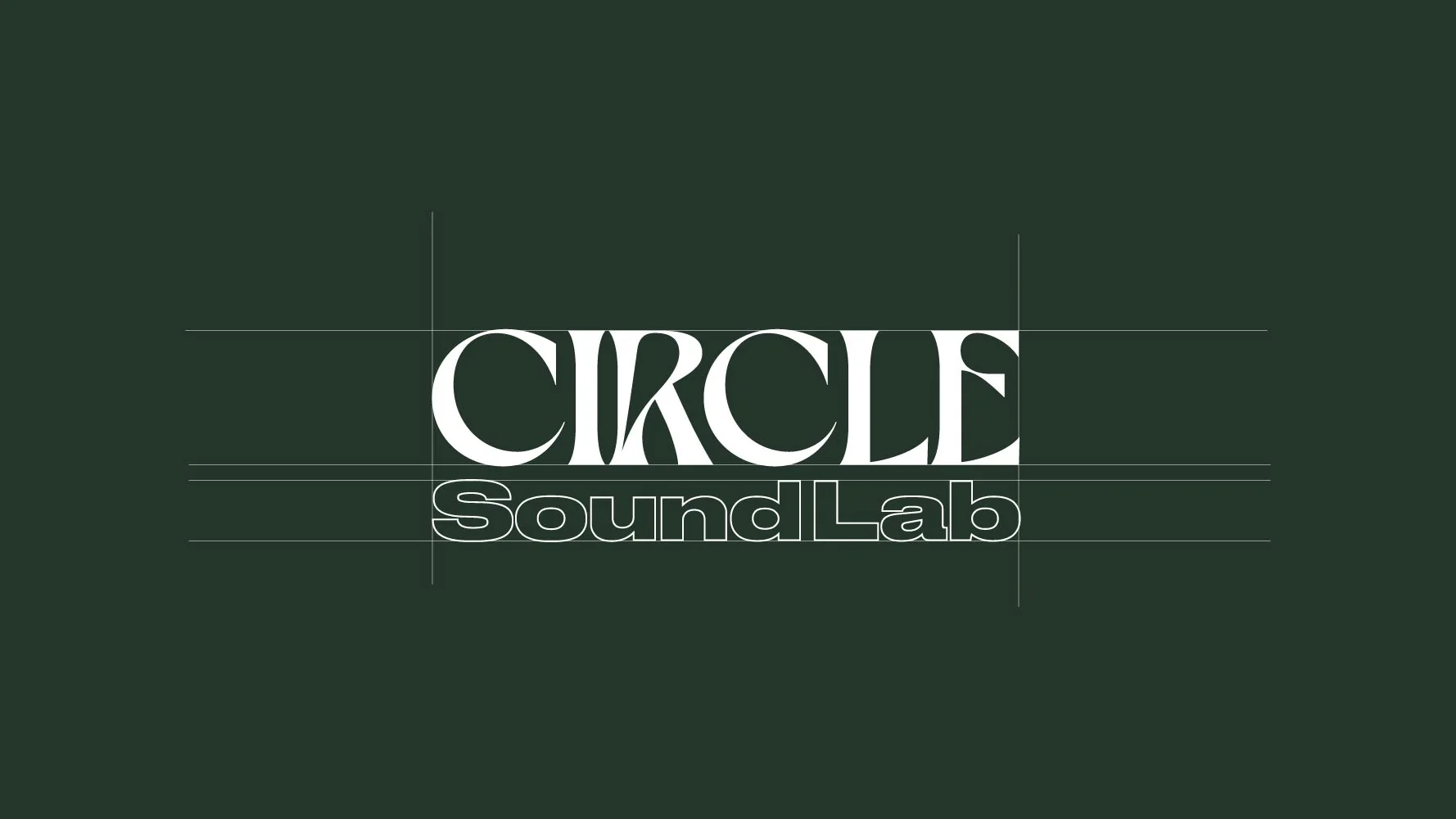 Costruzione del logo Circle Sound Lab su fondo verde scuro